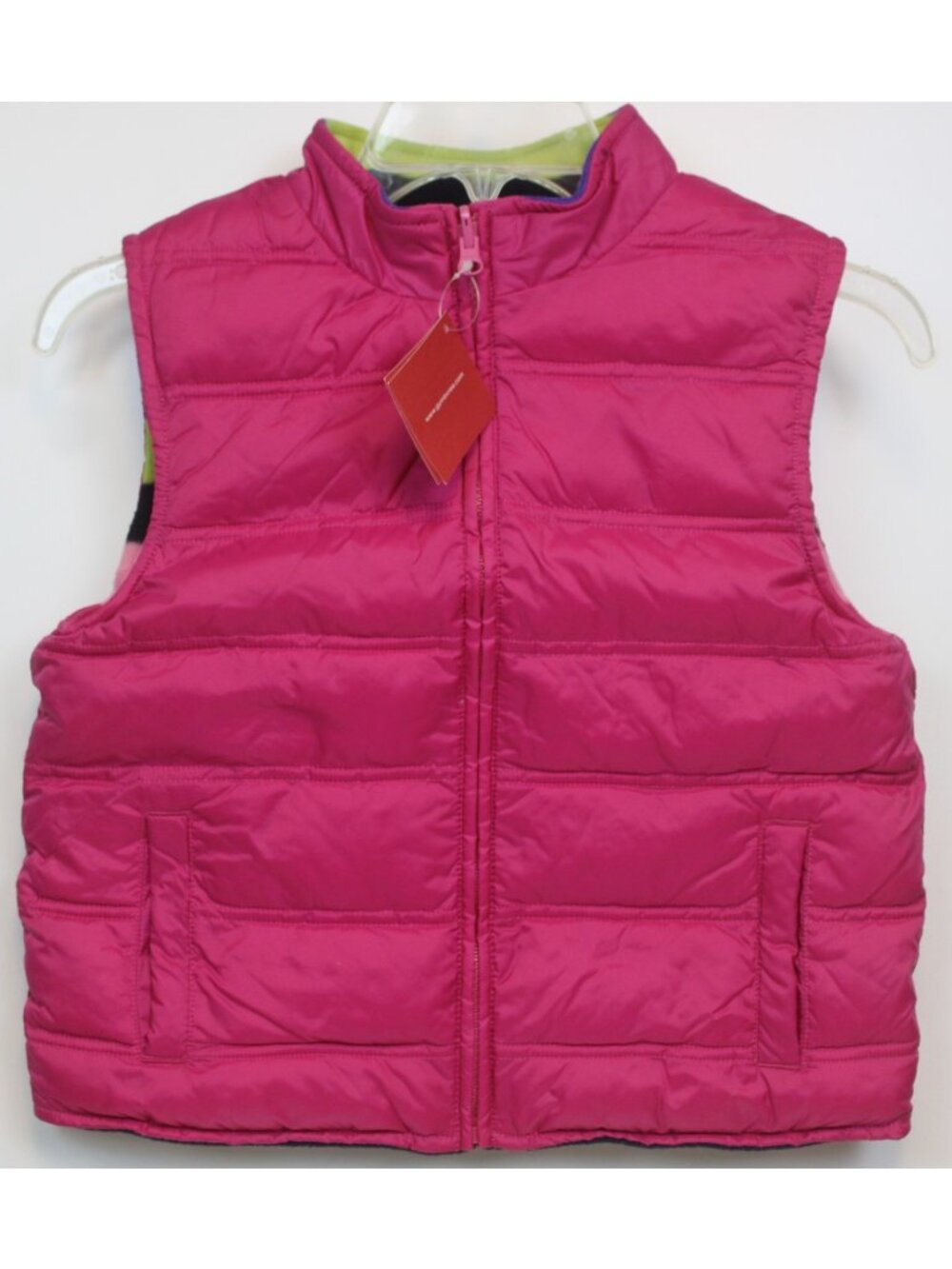 2008 Gymboree Candy Shoppe Puffer Vest sz L 10/12 Fleece Stripe Reversible NWT